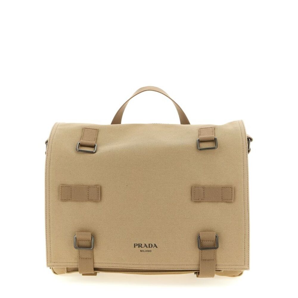 Prada Beige Cotton Crossbody Men's Bag